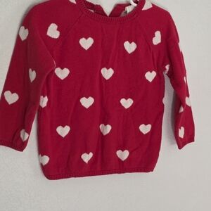 Toddler 12-18m H&M Red Knit Top with White Heart Motif